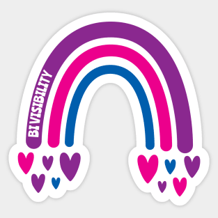 Bi Visibility Awareness Rainbow with hearts Sticker